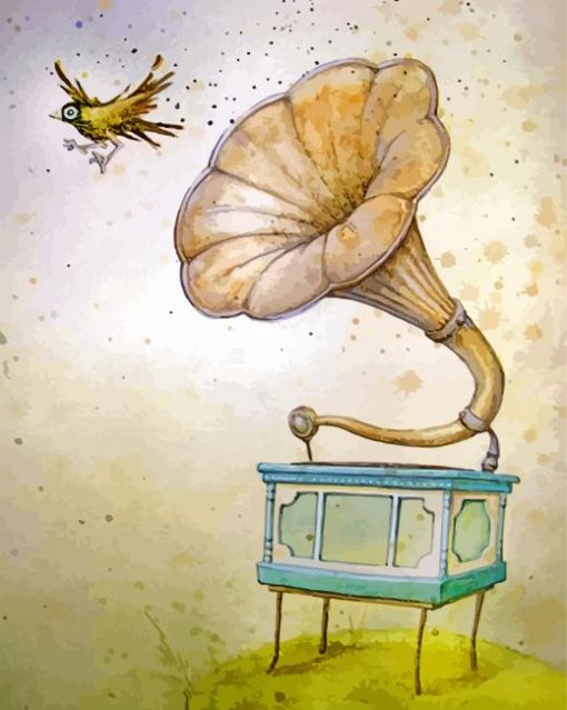 Bird And Gramophone paint by numbers