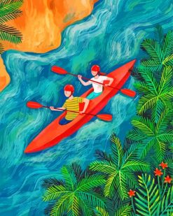 Couple In Kayaks paint by numbers