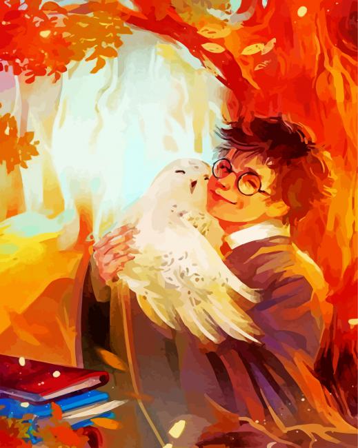 Harry Potter And Hedwig Bird - Paint By Number - Paint by numbers for adult
