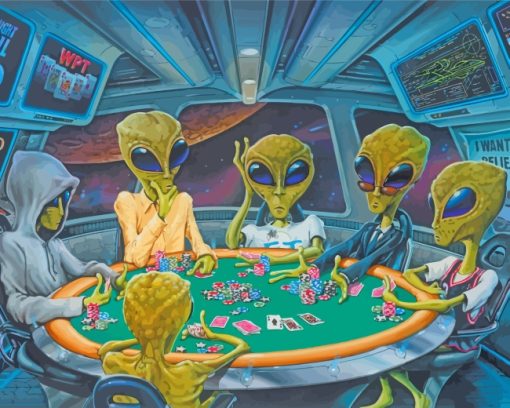 Aliens Playing Poker Paint by numbers