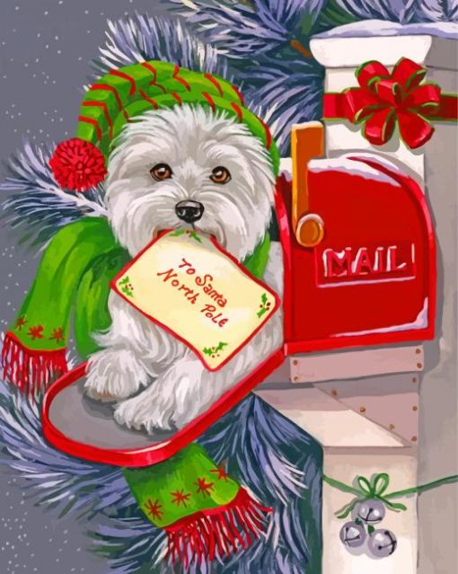 Christmas Terrier paint by numbers