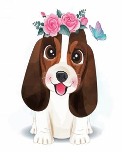 Cute Basset Hound paint by numbers