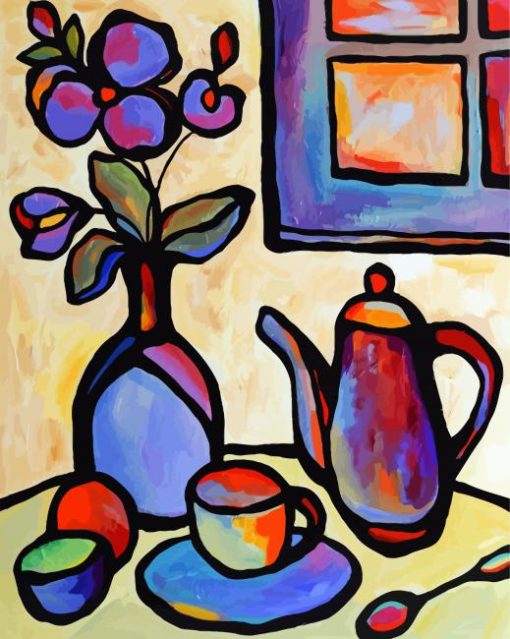 Abstract Teapot paint by numbers
