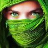 Woman With Green Veil And Eyes paint by numbers