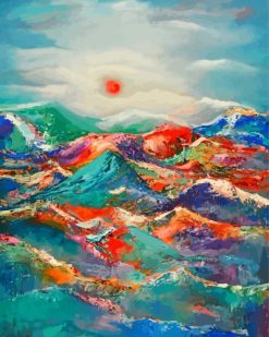 Abstract mountain art paint by number