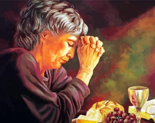 Aesthetic Old Woman Praying Paint by numbers