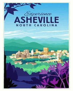 Asheville north carolina poster paint by numbers