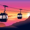 Cable Car At Sunset paint by number