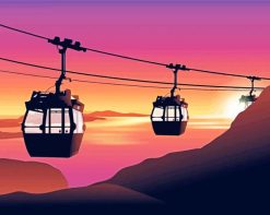 Cable Car At Sunset paint by number