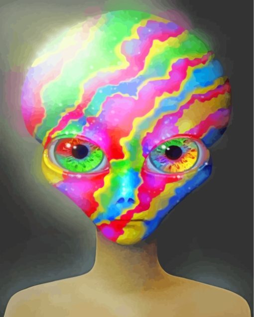 Colorful Alien Head paint by numbers
