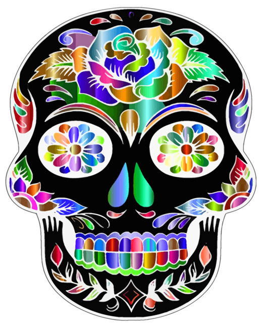 Colorful Black Folk Art Skull paint by number