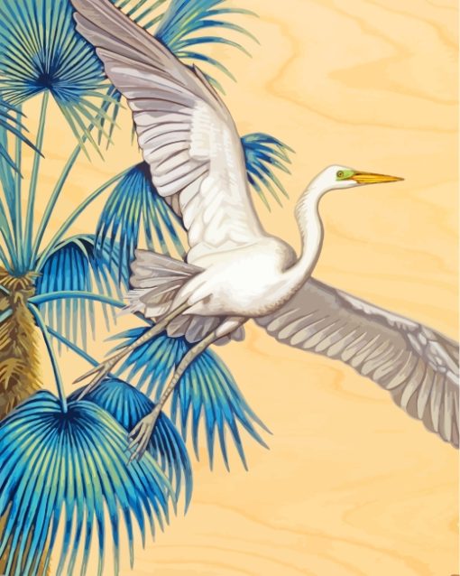 Egret Bird Art paint by number