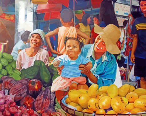 Filipino Market Scene Paint By Number