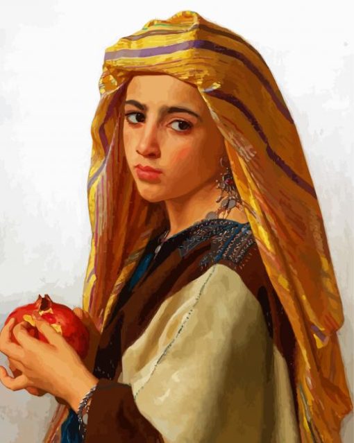 Girl With Pomegranate William Bouguereau paint by numbers