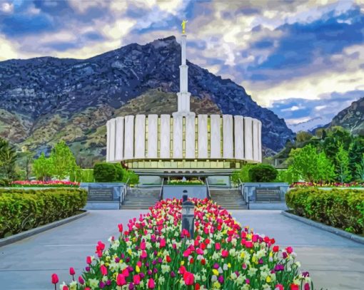 Provo Utah Temple building paint by numbers