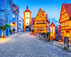 Rothenburg Germany Street At Night paint by numbers