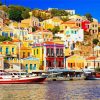 Symi Island Greec Colorful Buildings Piant by numbers