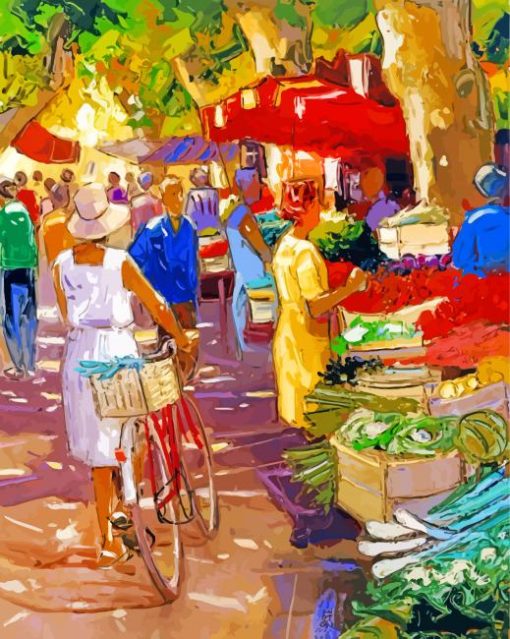 Traditional Market Scene Paint By Number