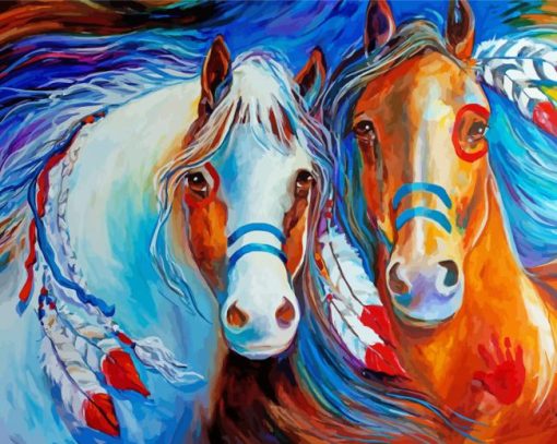 Aesthetic Abstract Native American Horses Aesthetic Abstract Native American Horses paint by number