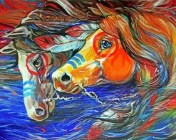 Abstract Native American Horses paint by number