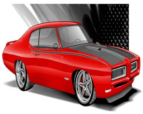 Black Red GTO Car paint by numbers
