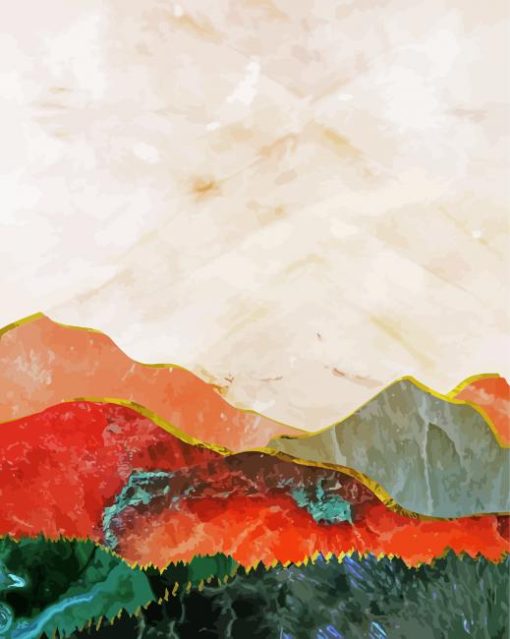 colorful Abstract mountain paint by numbers