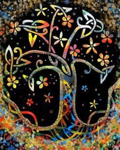 colorful celtic tree paint by number