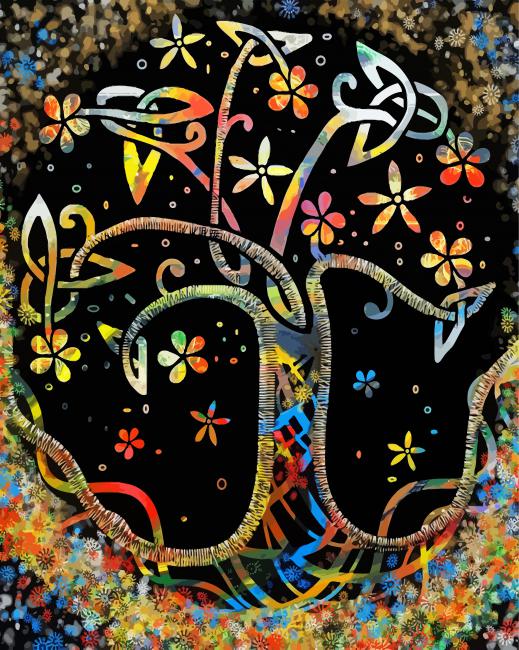 colorful celtic tree paint by number