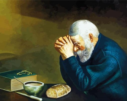 old man praying paint by numbers