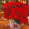 Poinsettia Red Christmas Table paint by numbers