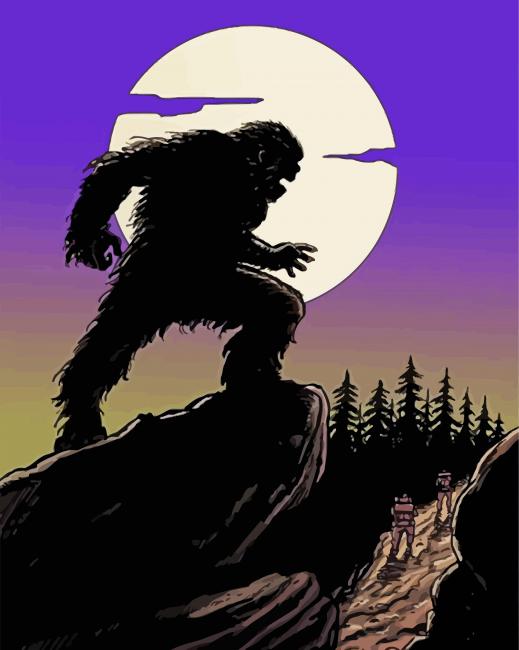 Scary Bigfoot Silhouette paint by numbers