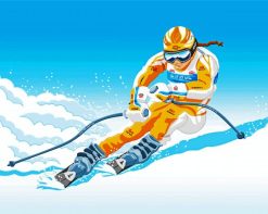 Skier Illustration Art paint by numbers
