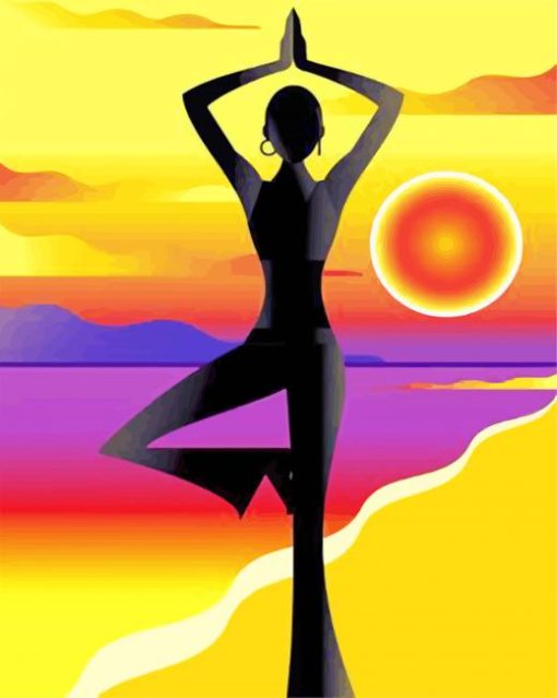 yoga Fitness at sunset paint by numbers