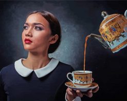 Woman And Coffee Pot paint by numbers