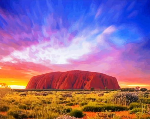 Ayers Rock Uluru At Sunset paint by number