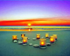 Candles On Beach paint by numbers