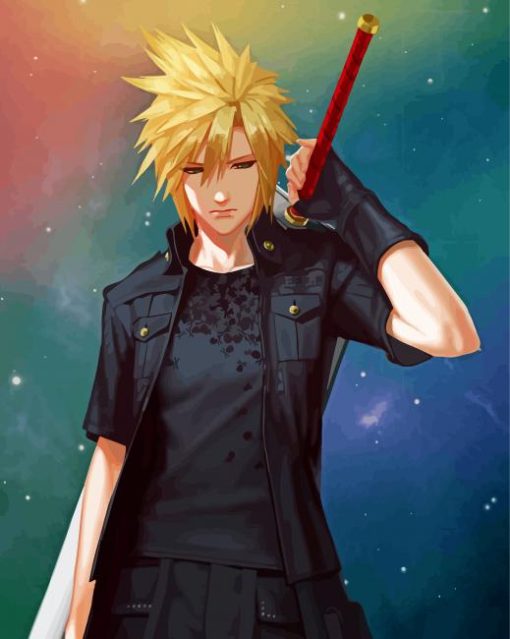 Cloud Strife Final Fantasy paint by numbers