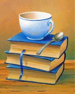 Cooffee Cup On Books paint by numbers