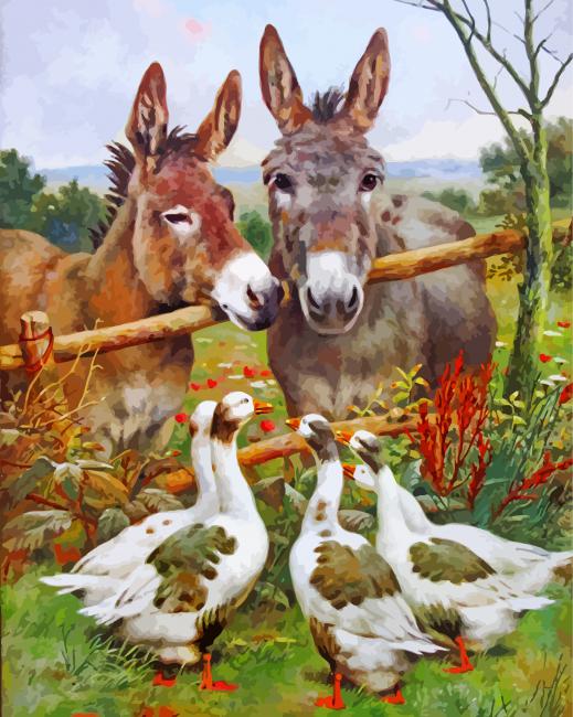 donkeys-and-geese-in-farm-paint-by-number-paint-by-numbers-for-adult