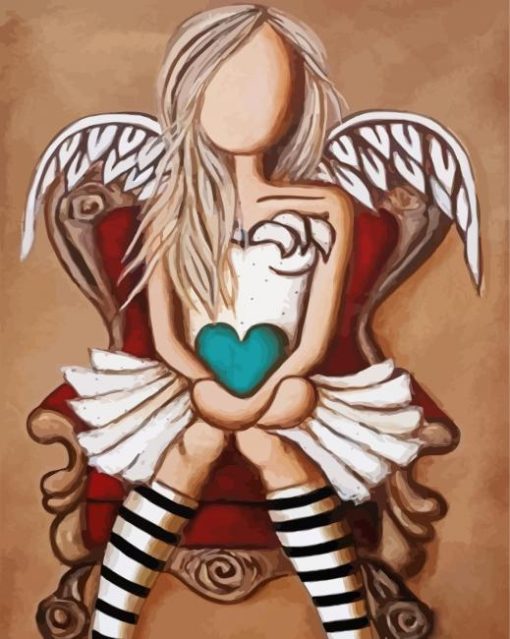 Faceless angel Carrying heart paint by number