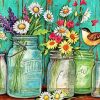 Flowers in Mason jars paint by numbers