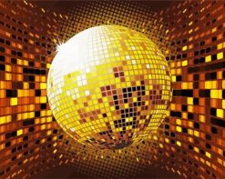 Gold Disco Ball paint by numbers