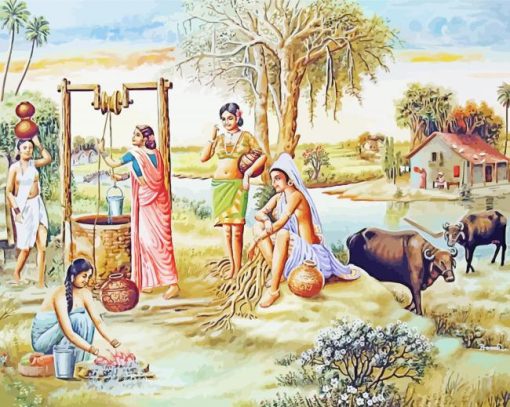 Indian Village Art paint by numbers