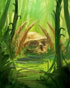 Jungle skull art paint by number