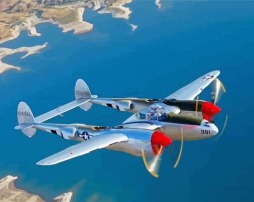 Aesthetic Lockheed P-38 Lightning paint by numbers