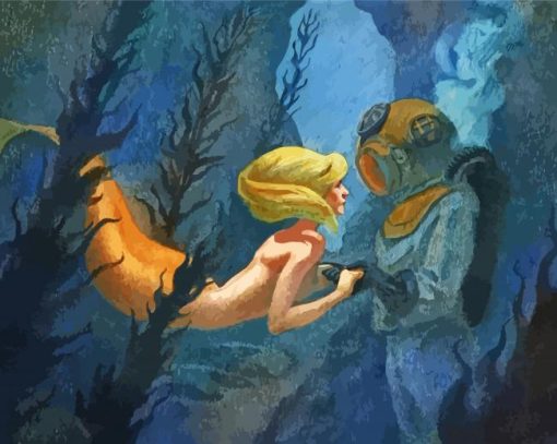 Mermaid And Diver Paint by numbers