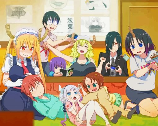 Miss Kobayashis Dragon Maid characters paint by numbers