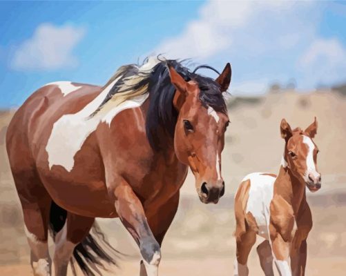 Paint Horse And Foal paint by numbers