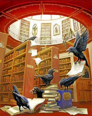Ravens In The Library paint by numbers