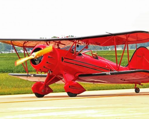 Red Biplane paint by numbers